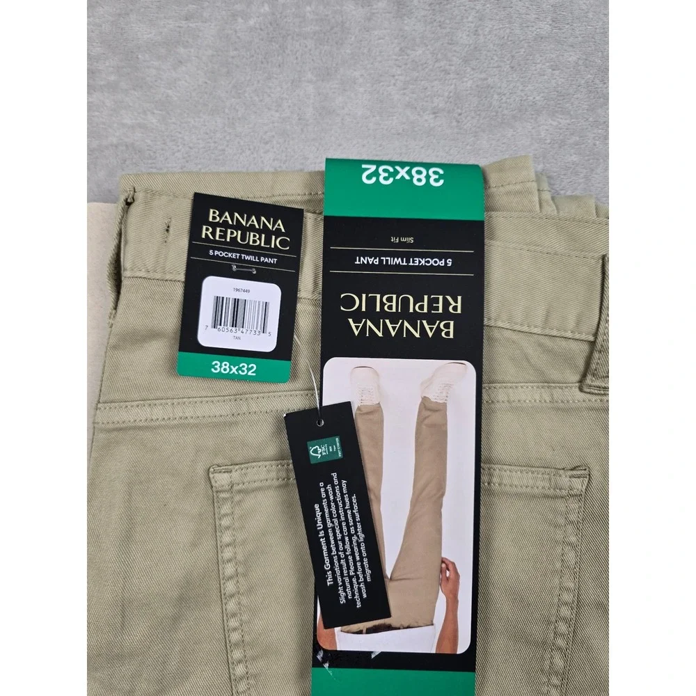 Banana‎ Republic 5 Pocket Twill Pant Mens 38x32 Tan Slim Fit Casual
